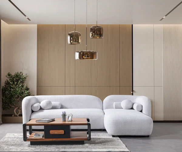 Liva Gray Boucle RAF 110" Sectional