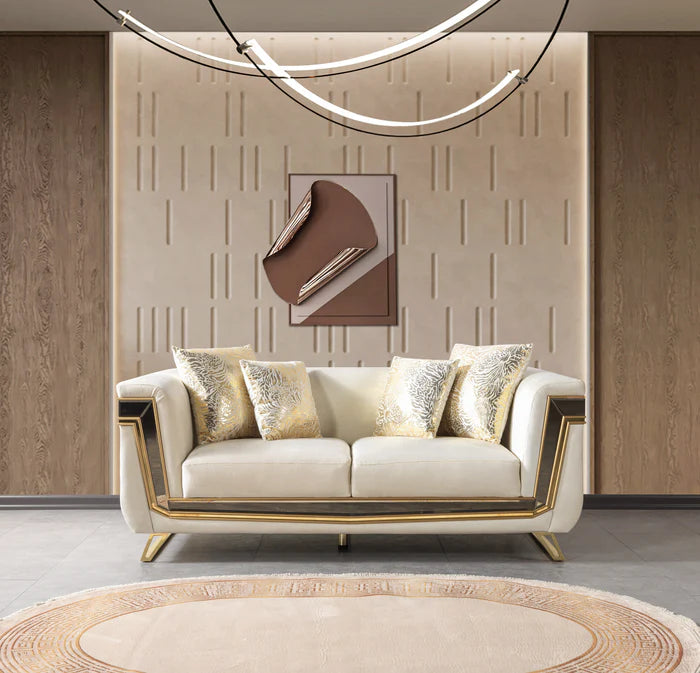 Anica Ivory Velvet Sofa & Loveseat
