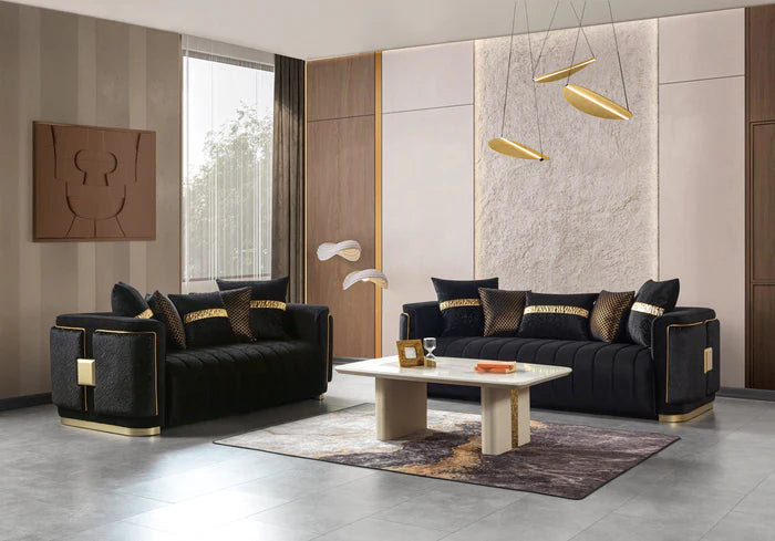 Carlina Black Velvet Sofa