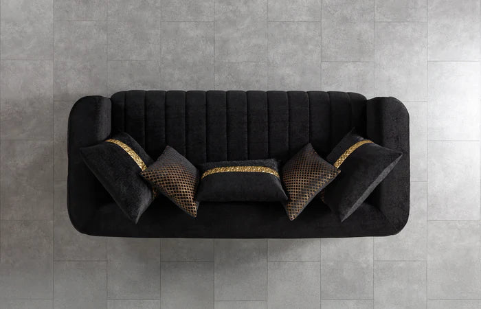 Carlina Black Velvet Sofa