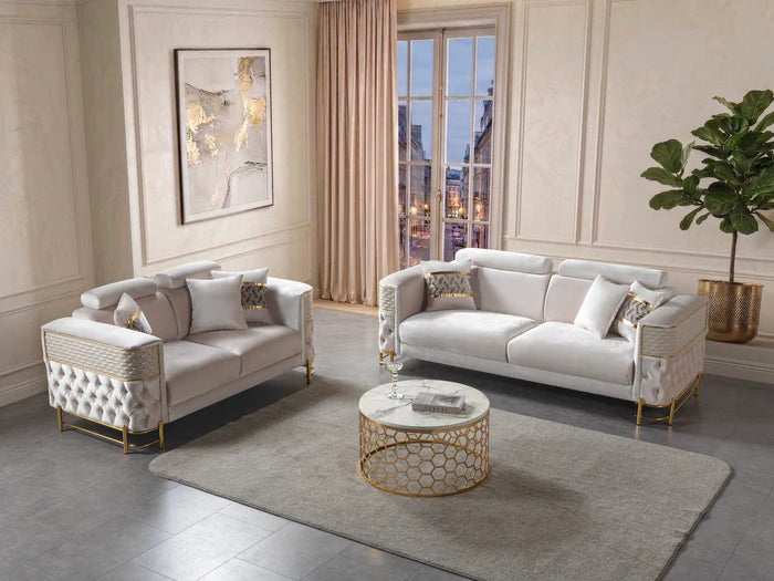 Fabiana Ivory Velvet Sofa