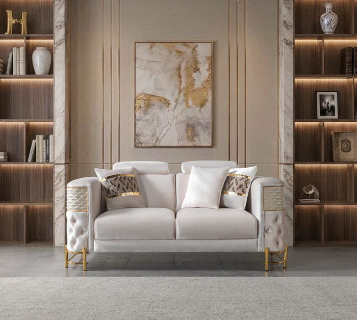 Fabiana Ivory Velvet Sofa & Loveseat