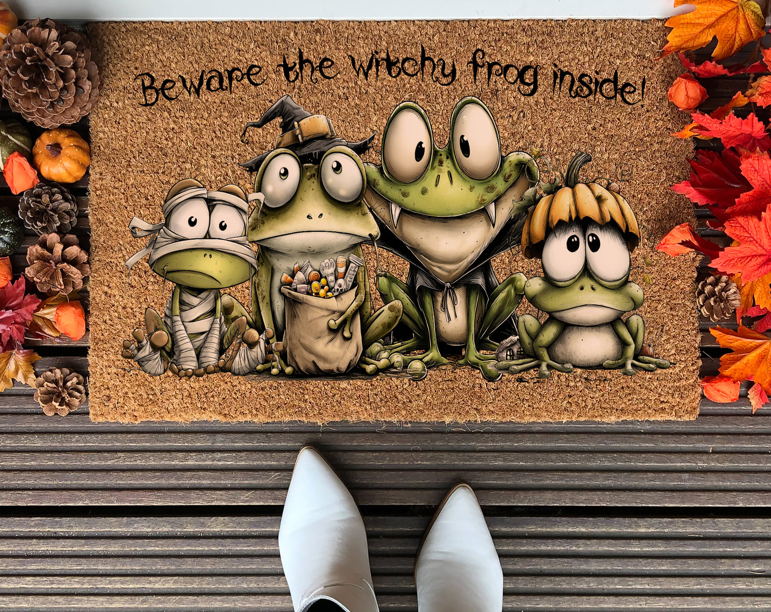Witchy Frog Family Doormat