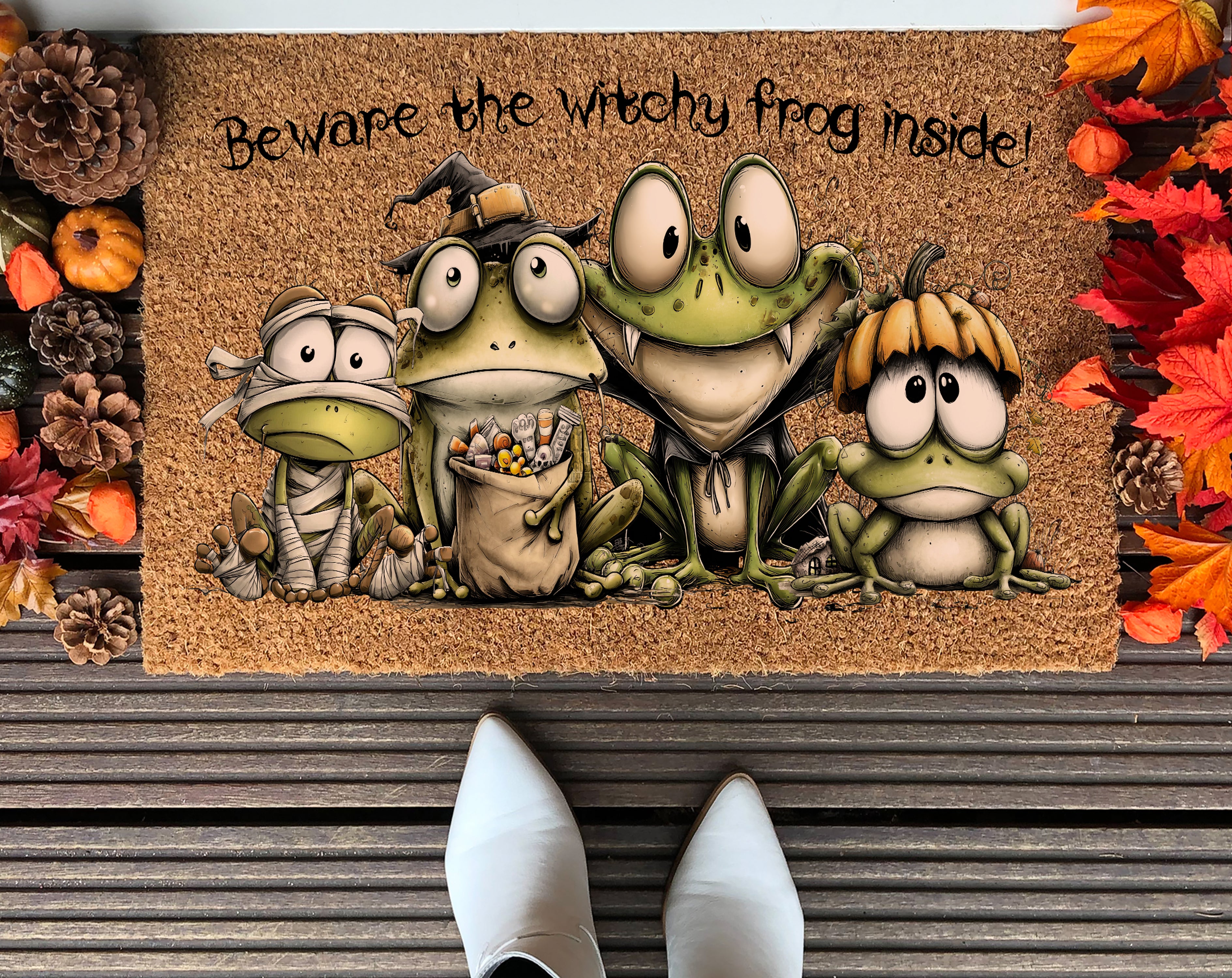 Witchy Frog Family Doormat