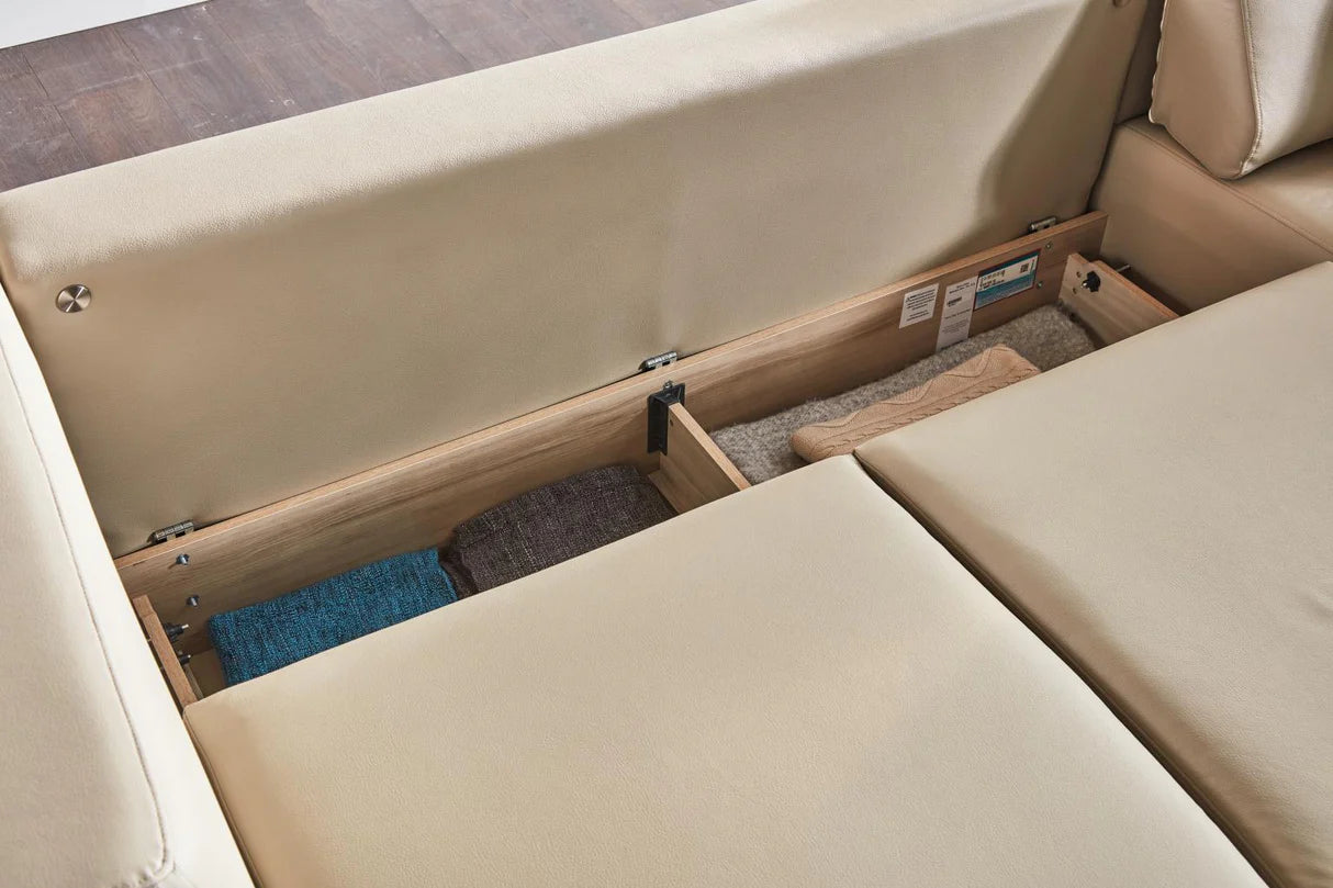 Picasso Santa Cream RAF Chaise Sleeper Sectional