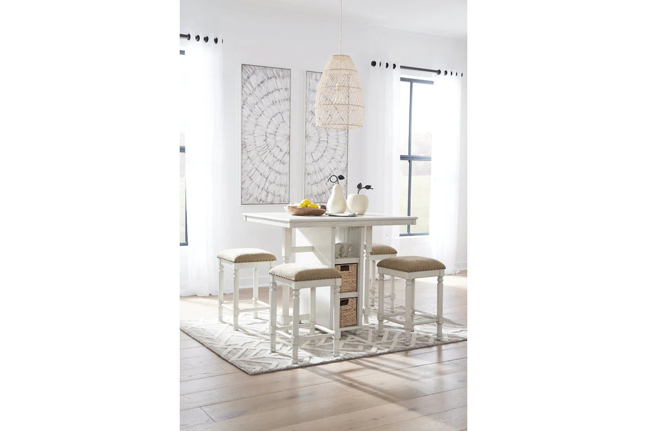 Robbinsdale Antique White 5-Piece Counter Height Set