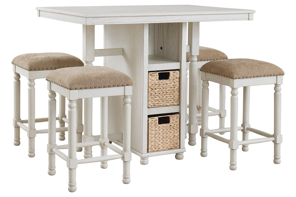 Robbinsdale Antique White 5-Piece Counter Height Set