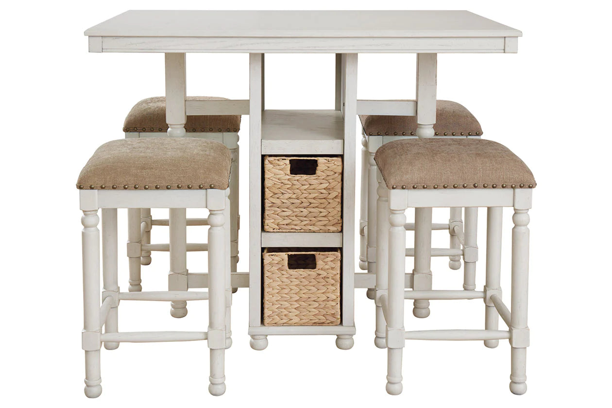 Robbinsdale Antique White 5-Piece Counter Height Set