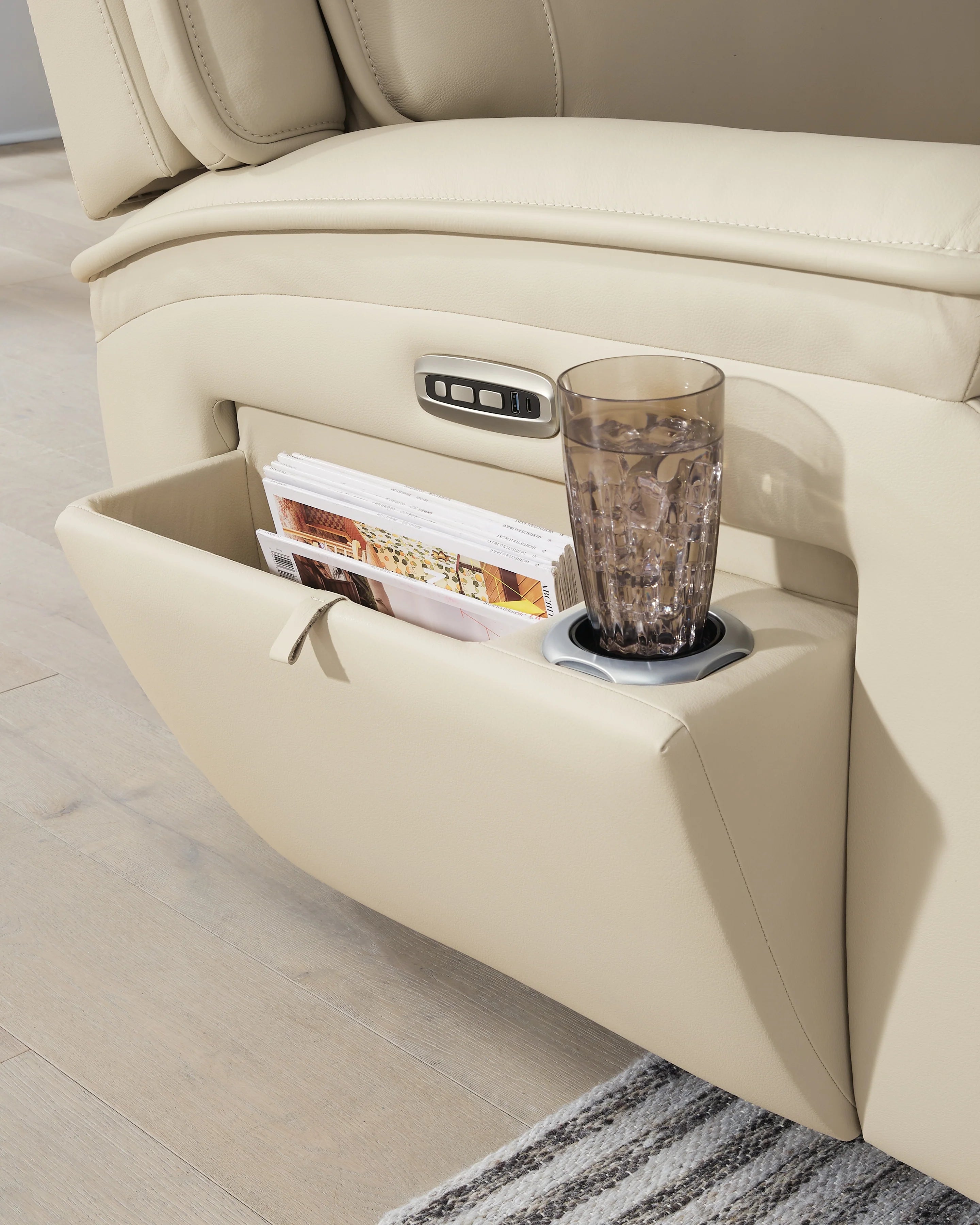 Double Deal Almond Power Reclining Loveseat with Adjustable Headrests