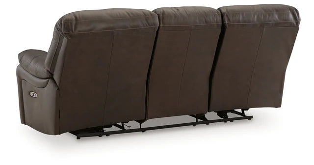 Leesworth Dark Brown Power Reclining Sofa