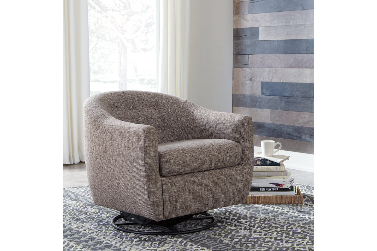 Upshur Taupe Swivel Accent Chair
