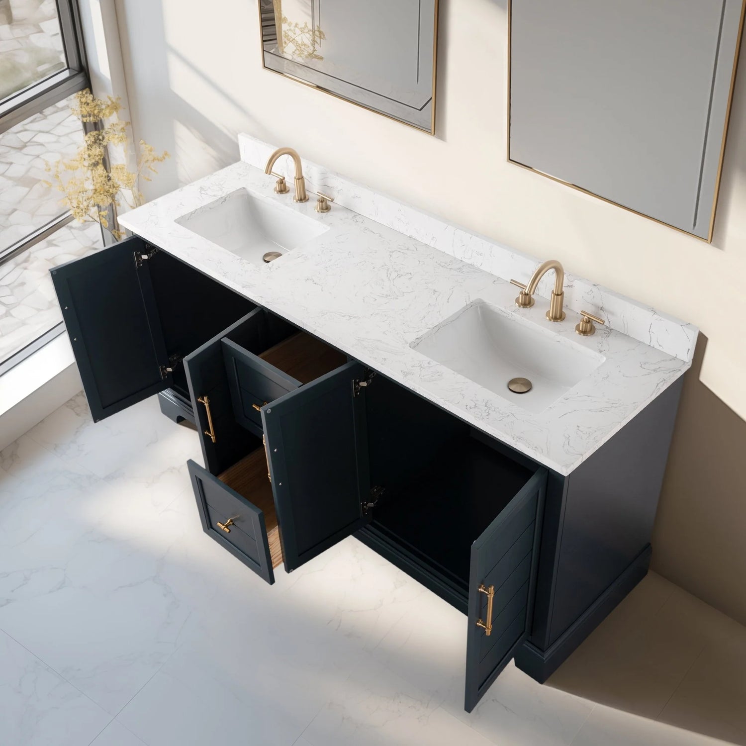 Vannes 72" Double Sink Bathroom Vanity Vintage Spruce Blue