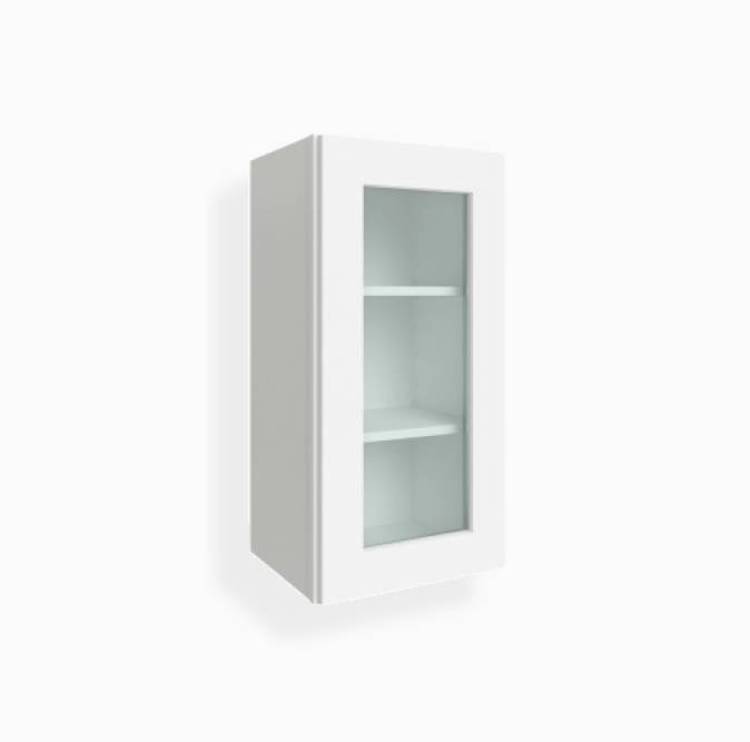 White Shaker 30″ H Single Door Wall Cabinet with Glass Door