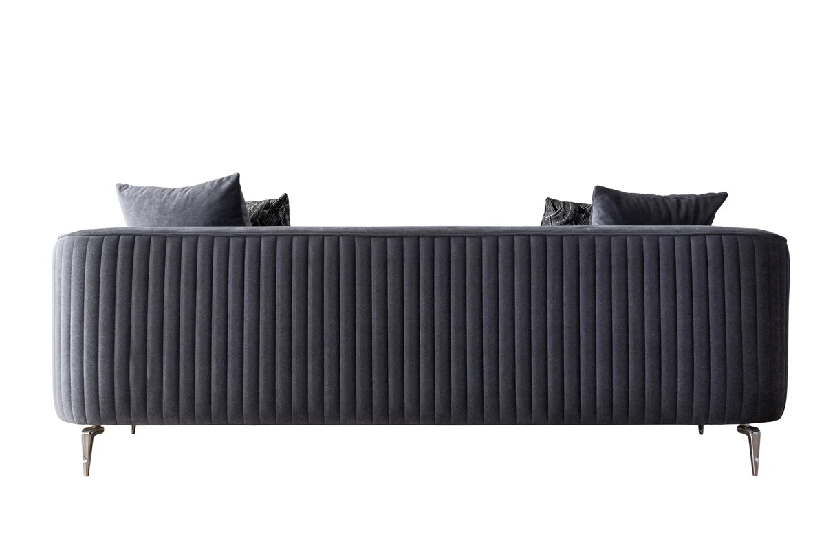 Sofá y loveseat de terciopelo marfil Helena