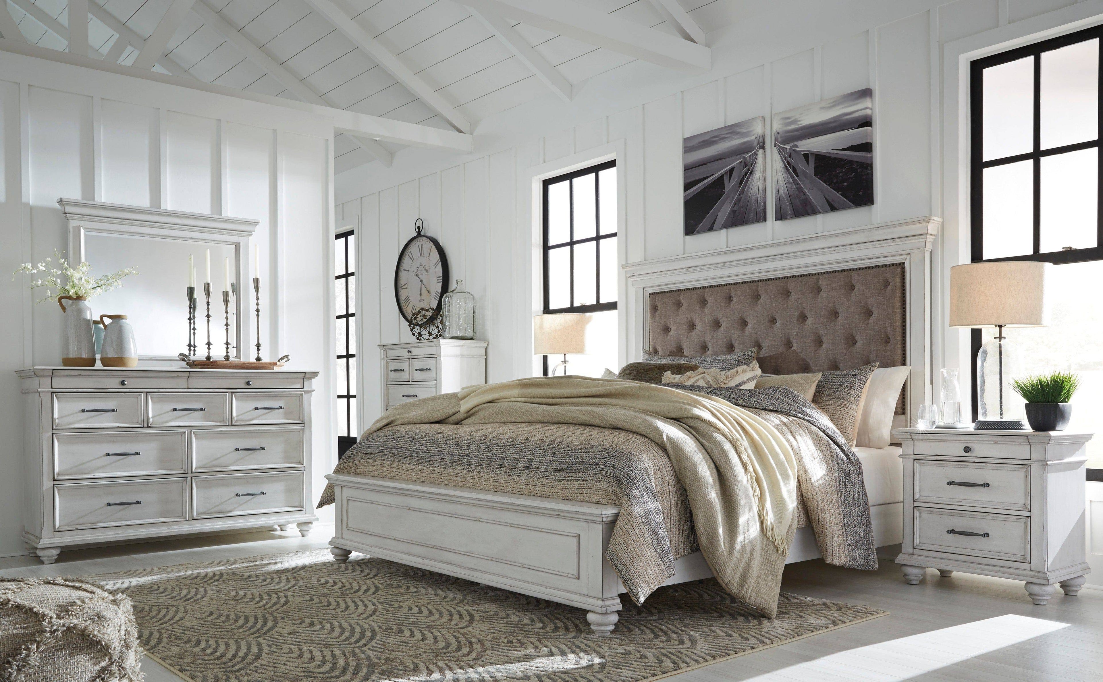 Kanwyn Whitewash King Panel Bedroom Set