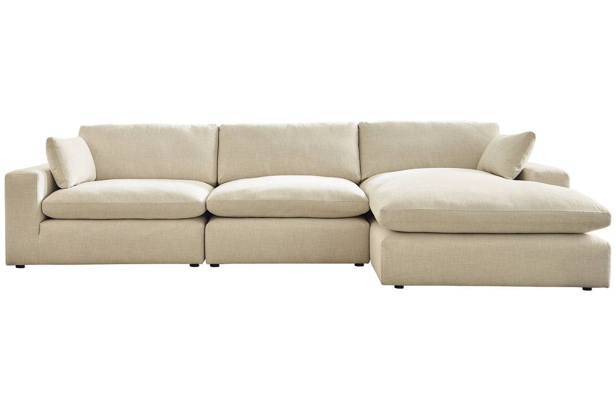 Seccional de 3 piezas Elyza Linen con chaise longue