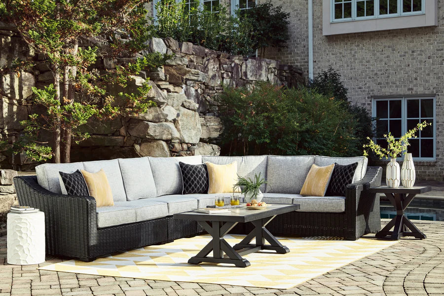Beachcroft Black Outdoor End Table