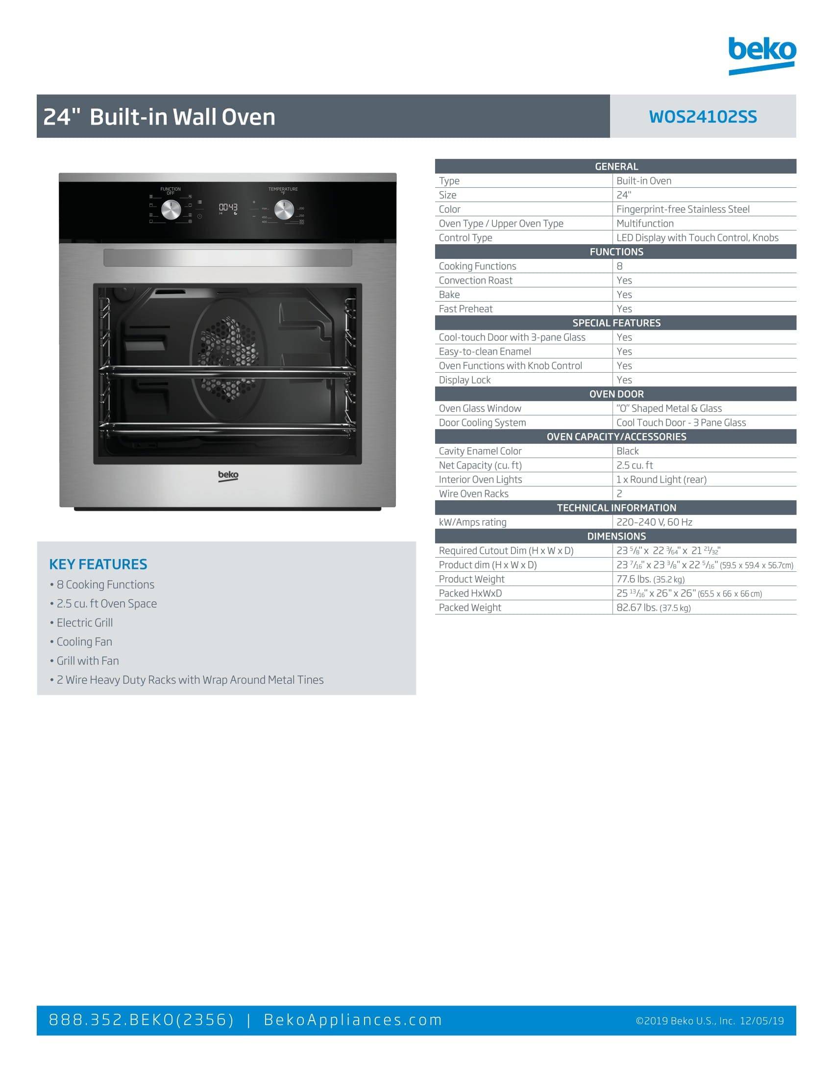 24" Fingerprint-Free Stainless Steel Wall Oven
