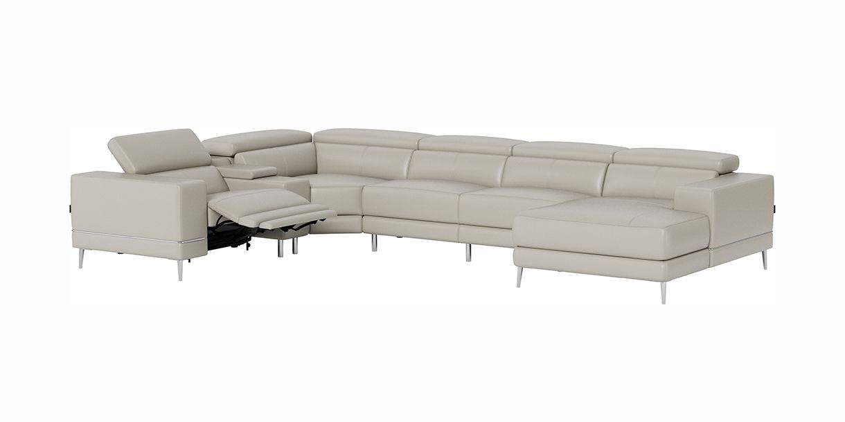 Bergamo Power Motion Extended Right Sectional Sofa Light Gray