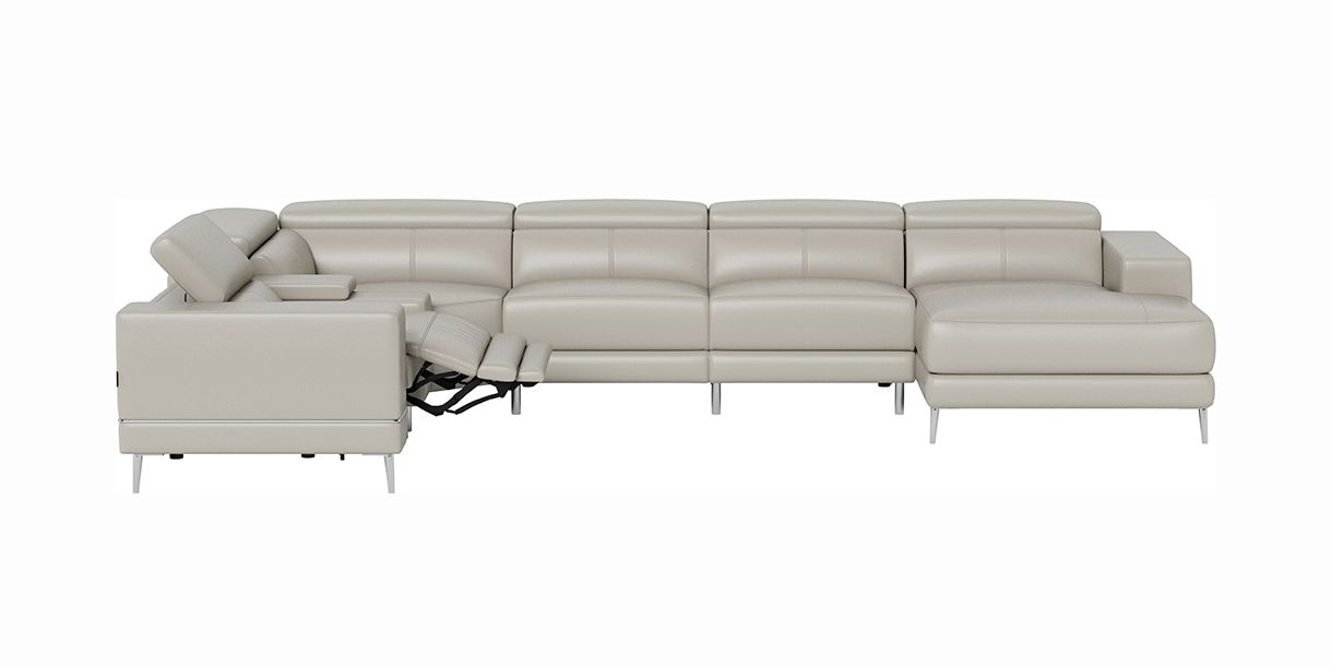 Bergamo Power Motion Extended Right Sectional Sofa Light Gray
