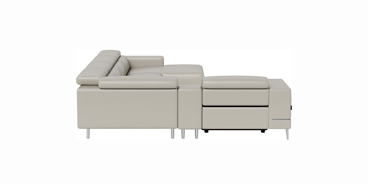 Bergamo Power Motion Extended Right Sectional Sofa Light Gray