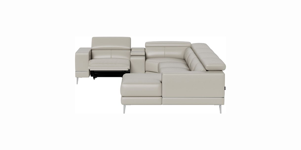 Bergamo Power Motion Extended Right Sectional Sofa Light Gray