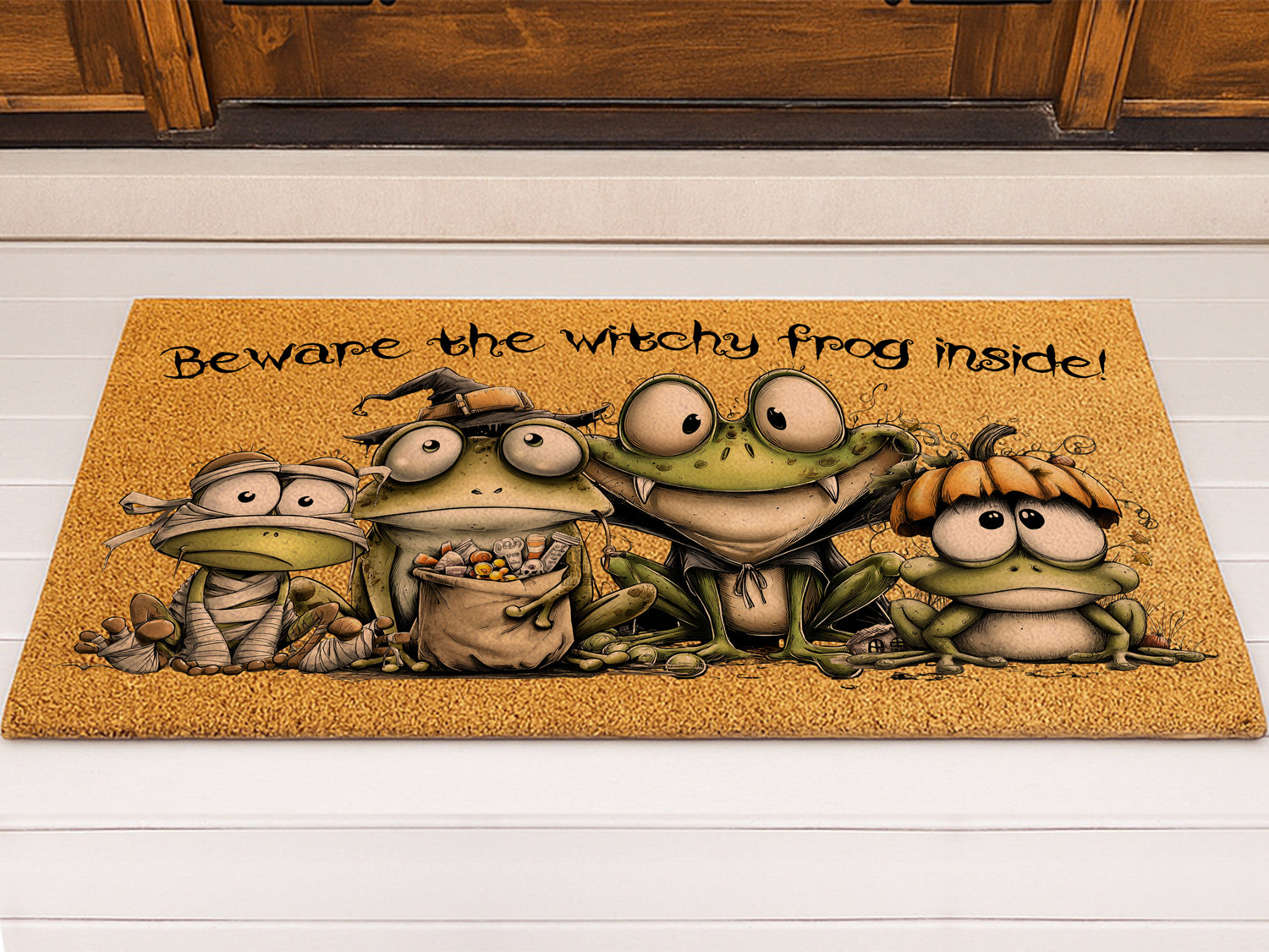 Witchy Frog Family Doormat