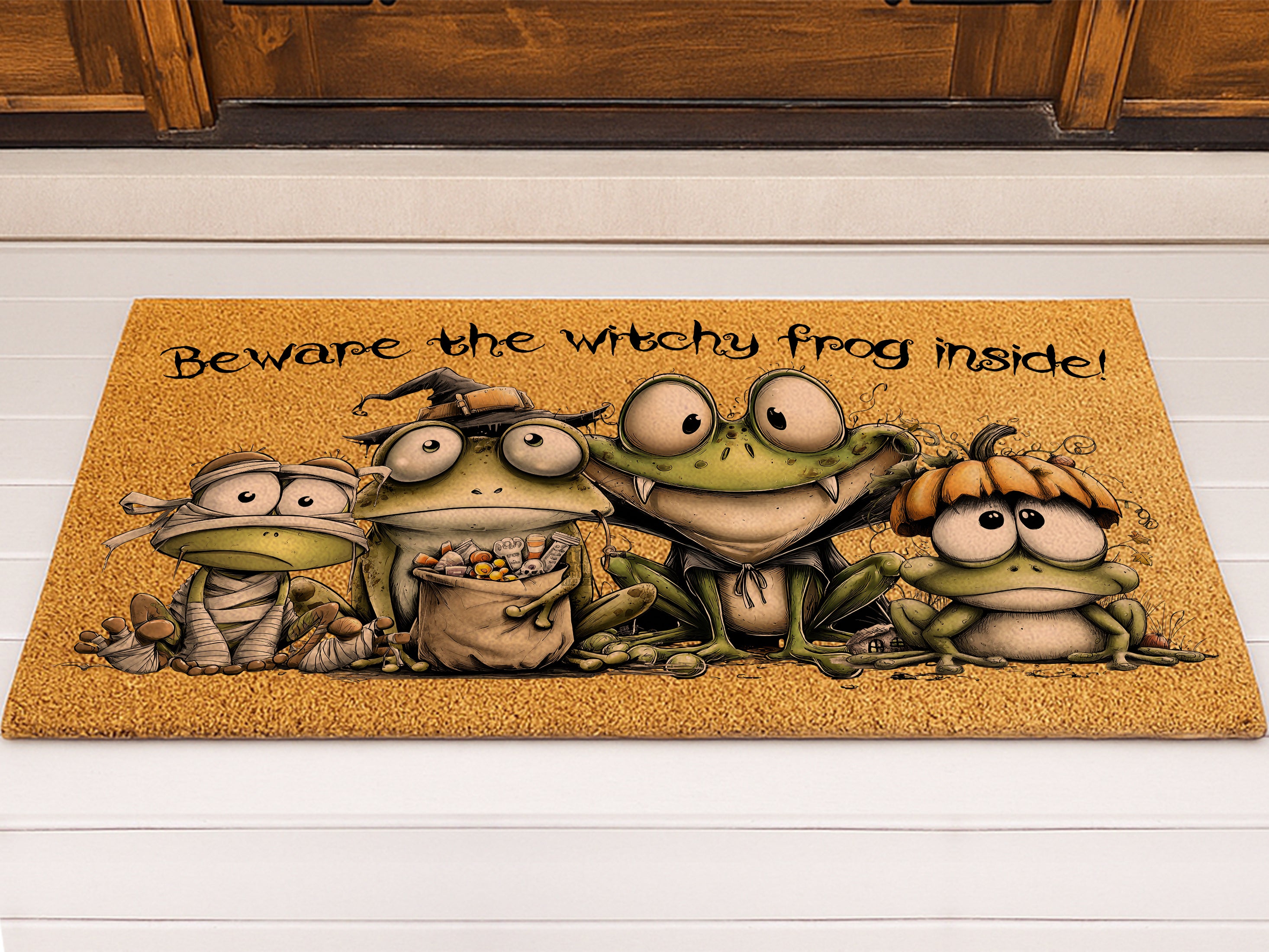 Witchy Frog Family Doormat