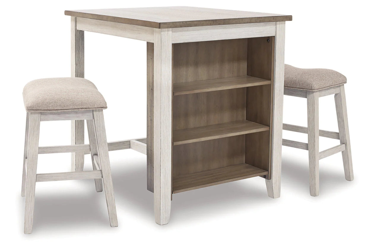 Skempton White/Light Brown 3-Piece Counter Height Set