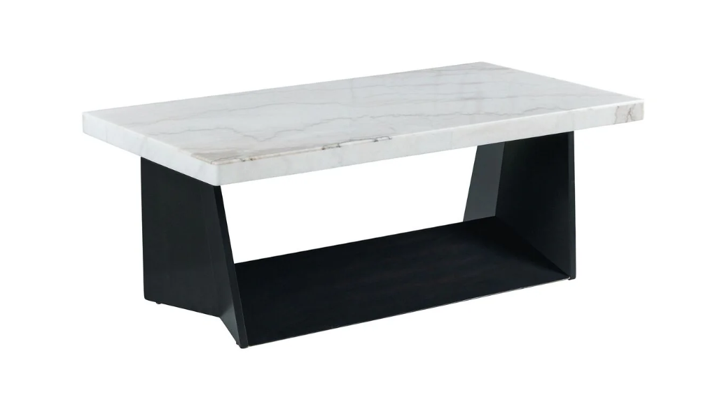 Mesa de centro y mesa auxiliar Beckley con cubierta de mármol blanco