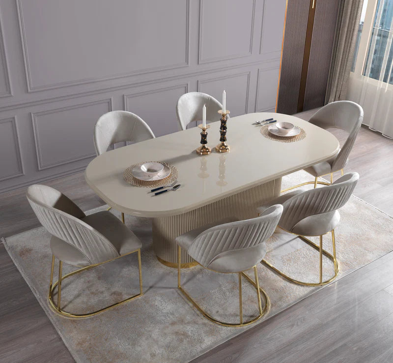 Juego de comedor Milena Ivory de 7 piezas