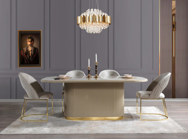 Juego de comedor Milena Ivory de 7 piezas