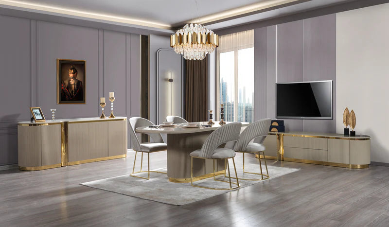 Juego de comedor Milena Ivory de 7 piezas