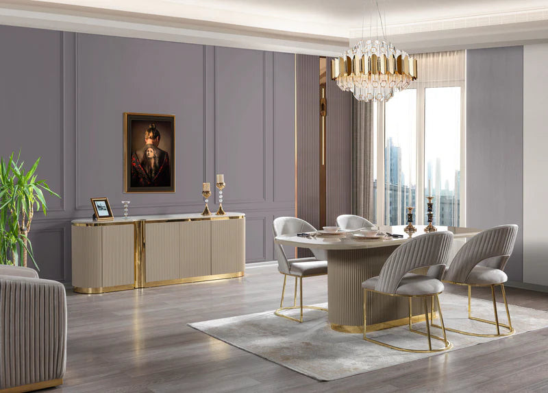 Juego de comedor Milena Ivory de 7 piezas