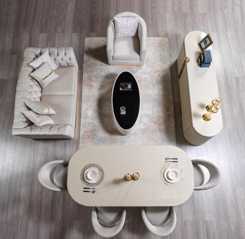 Juego de comedor Milena Ivory de 7 piezas