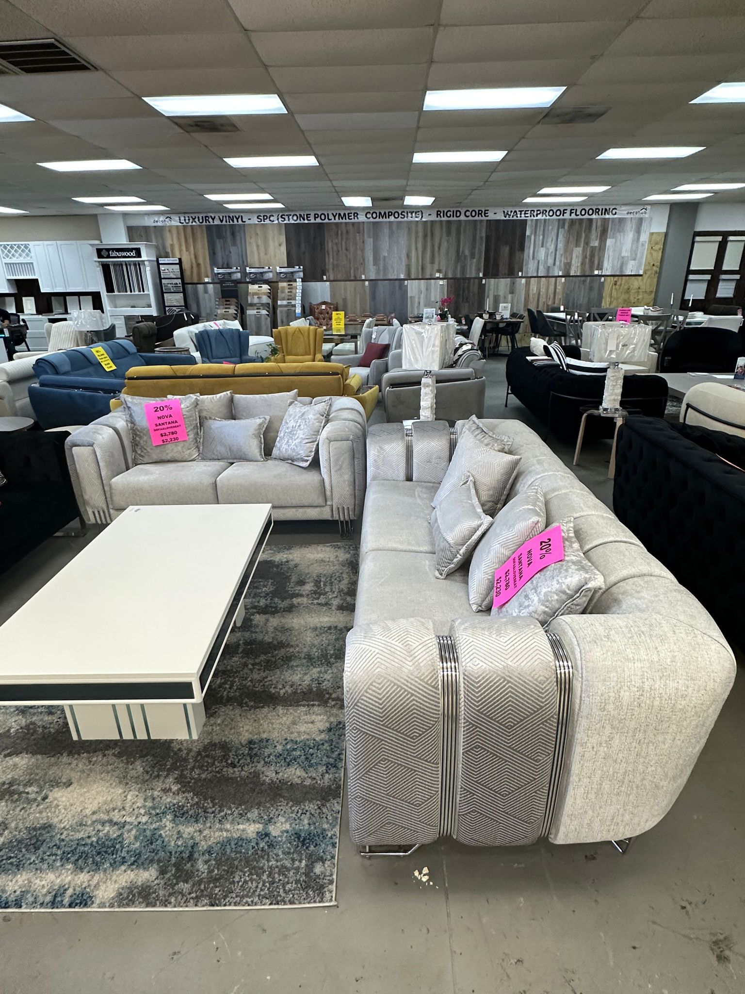 Santana Silver Velvet Sofa & Loveseat