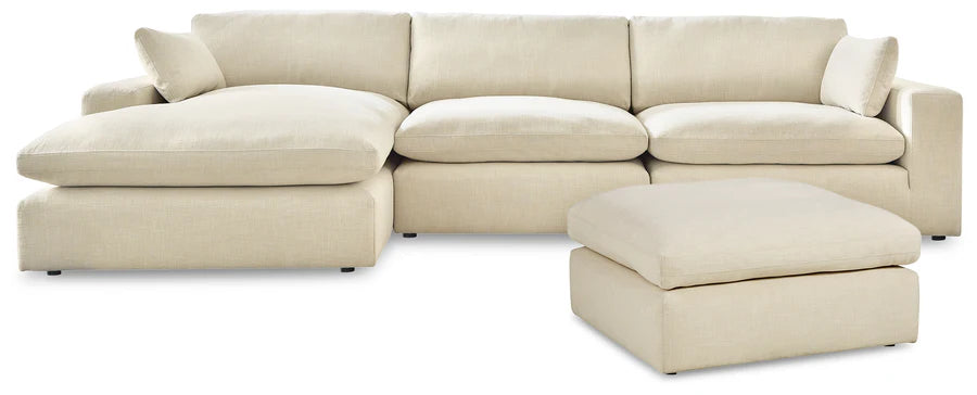 Seccional de 3 piezas Elyza Linen con chaise longue