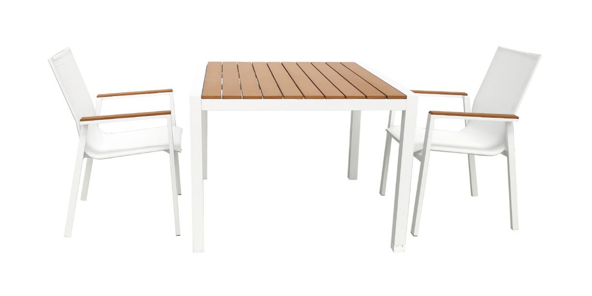 Fidji Outdoor Dining Chairs Set White (set of 2)