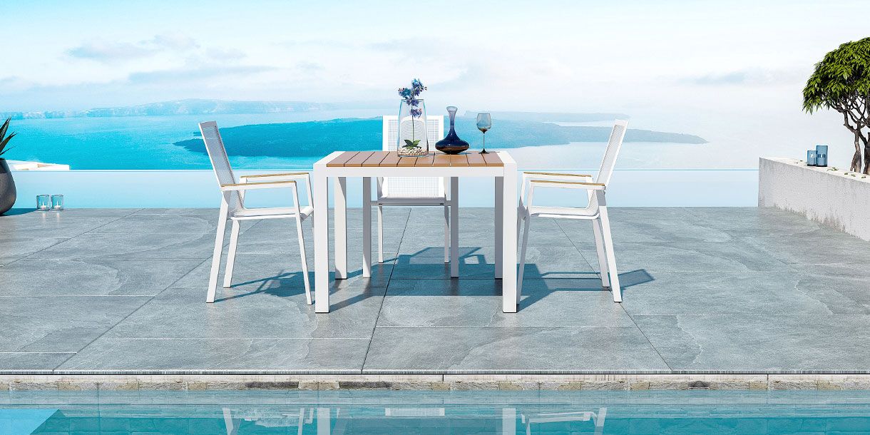 Fidji Outdoor Dining Chairs Set White (set of 2)