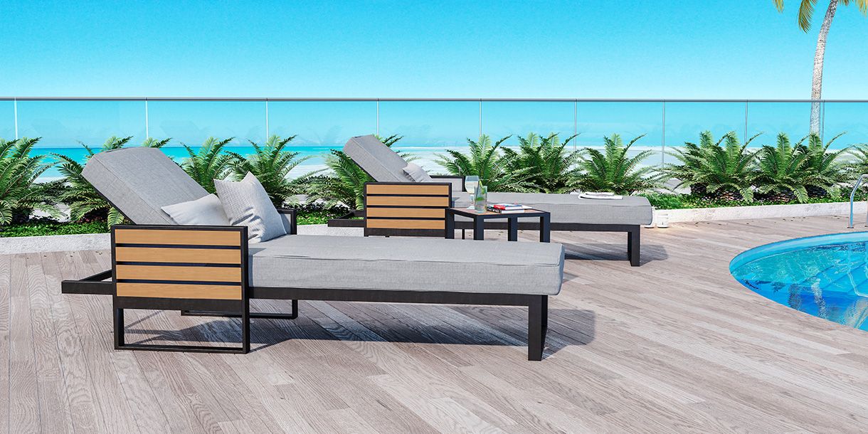Fidji Outdoor Lounger Taupe