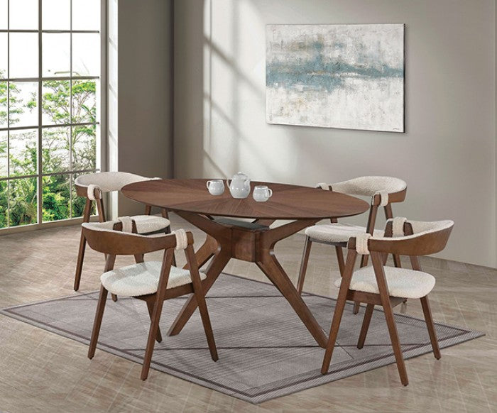 Ebikon Walnut 5 Pieces Dining Table Set