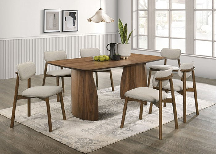 Alnwick Walnut 7 Pieces Dining Table Set