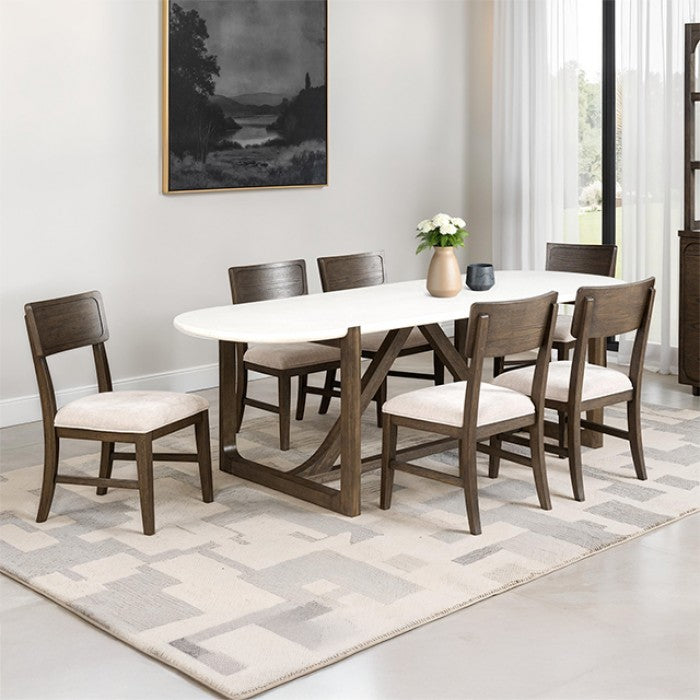 Vellara Brown 7 Pieces Dining Table Set