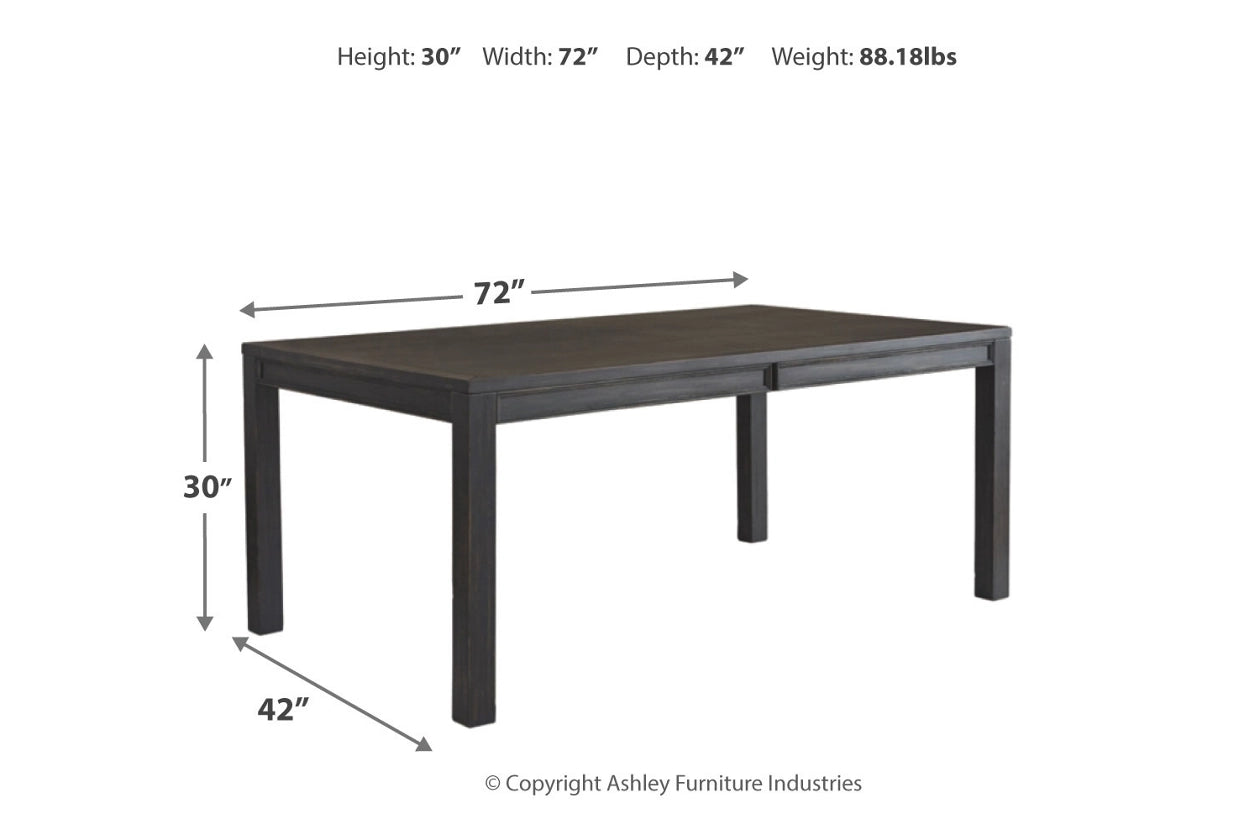 Jeanette Black/Linen Rectangular Dining Set