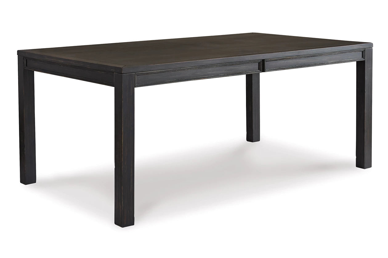 Jeanette Black/Linen Rectangular Dining Set