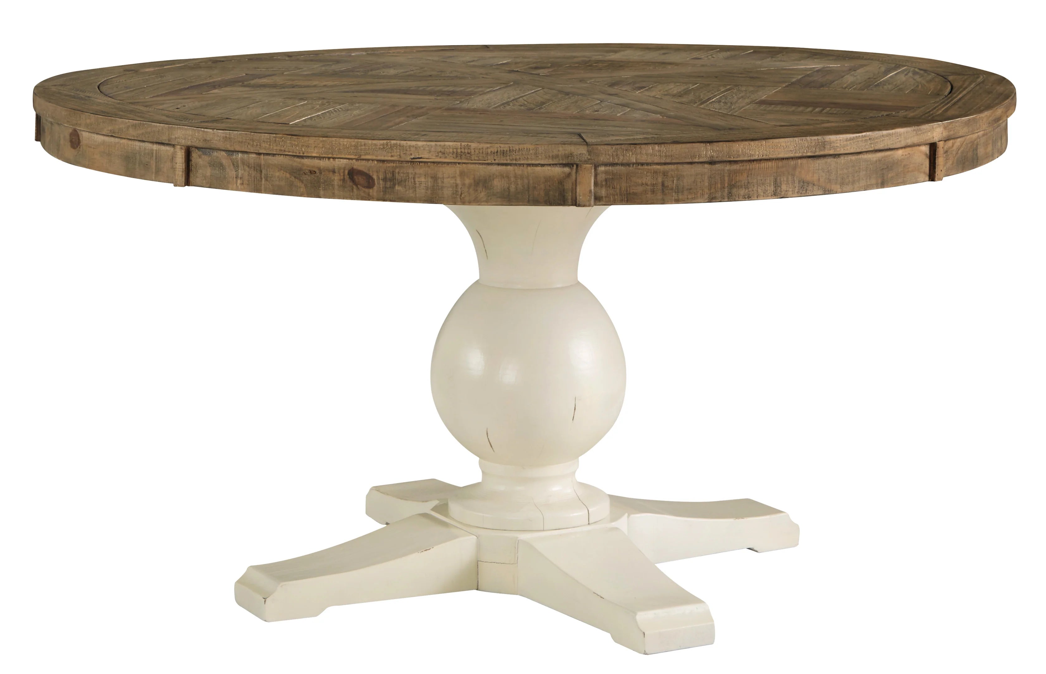 Grindleburg Light Brown/Antique White Round Dining Set