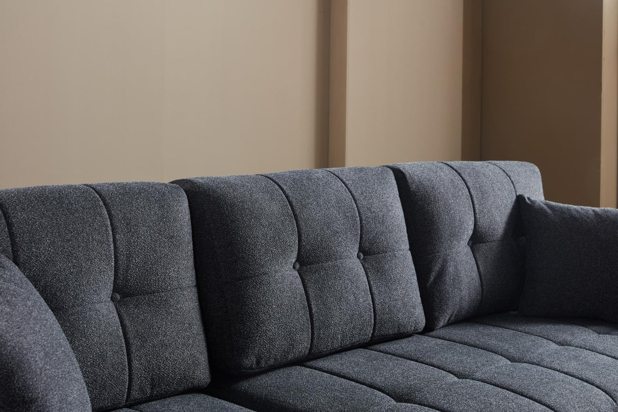 Mocca Dupont Anthracite Storage Sleeper Sofa Chaise