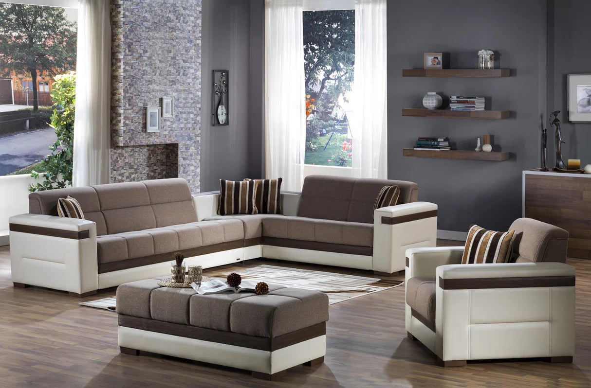 Moon Storage Sleeper Platin Mustard Sectional