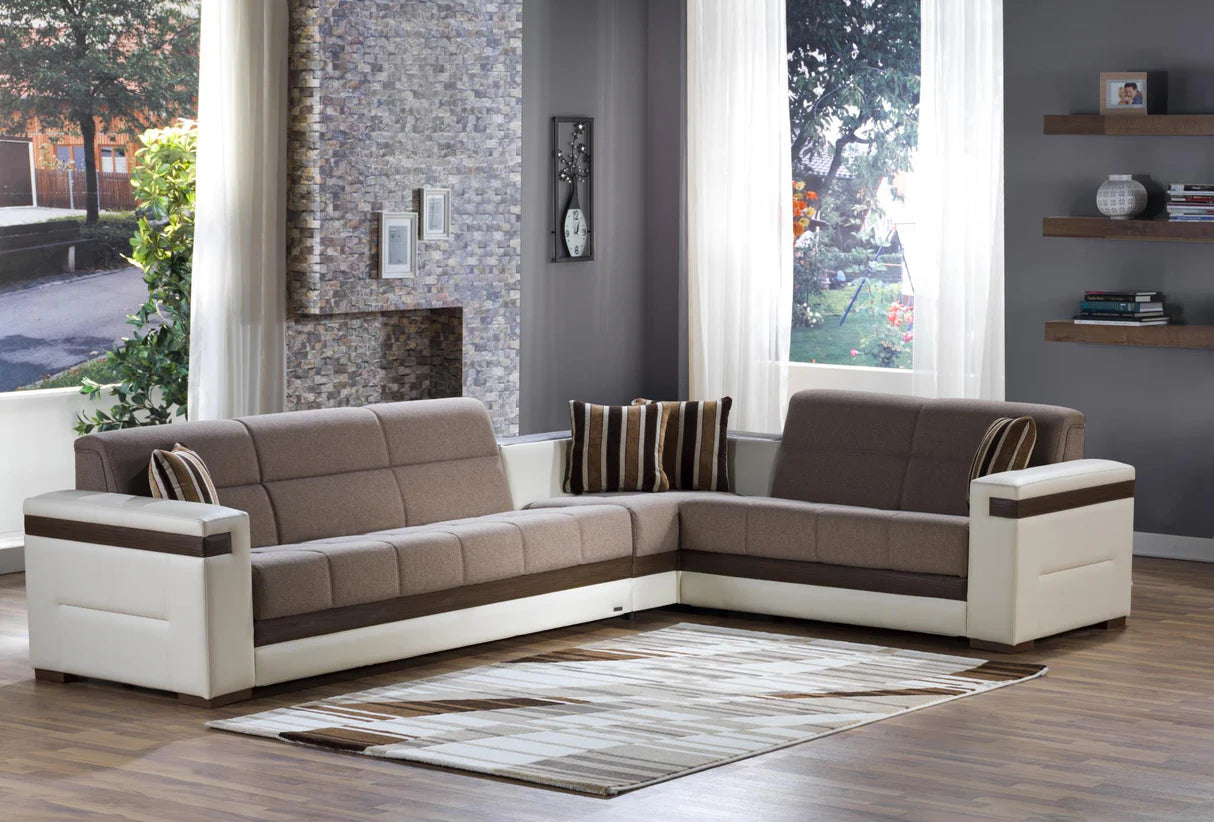 Moon Storage Sleeper Platin Mustard Sectional