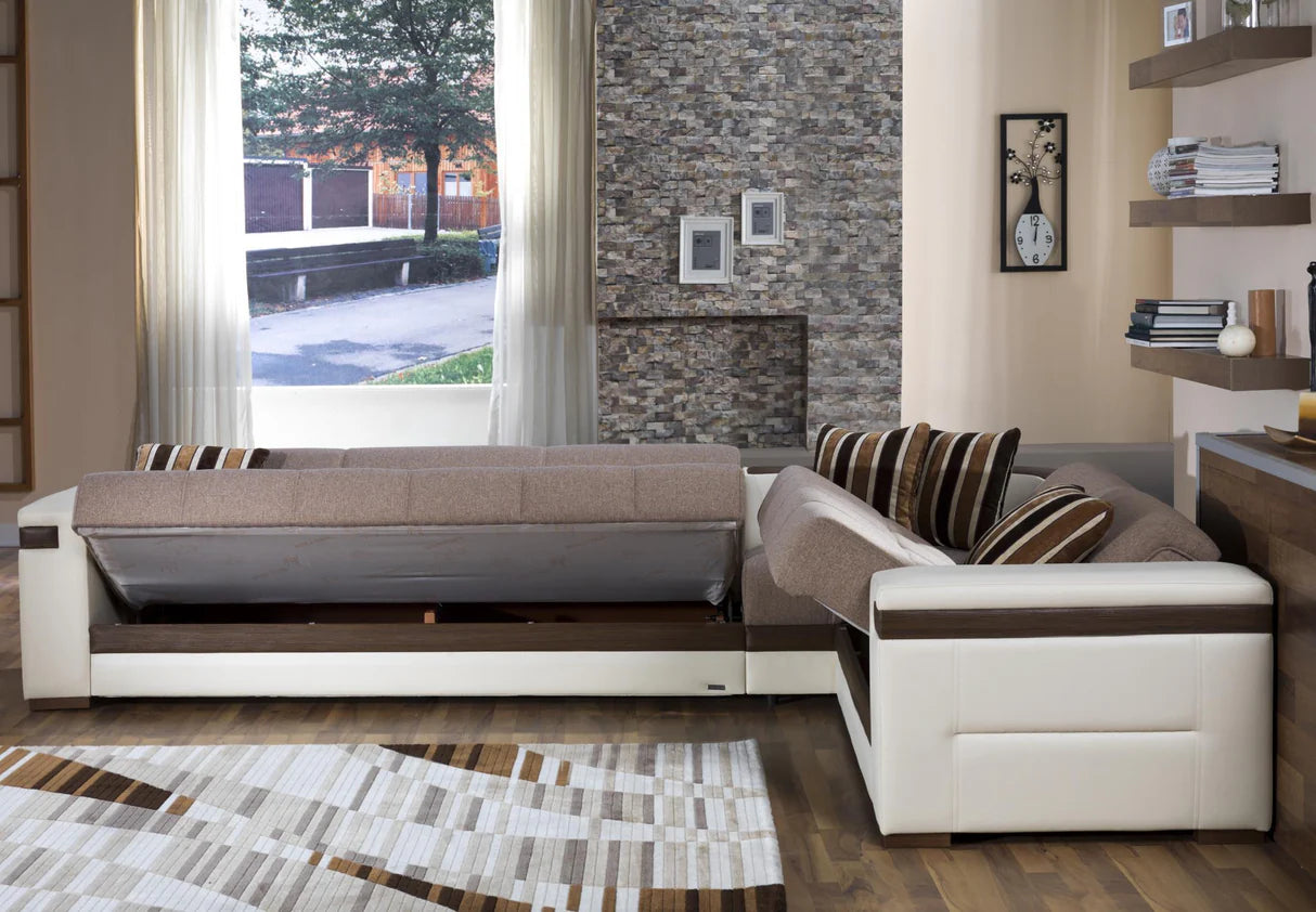 Moon Storage Sleeper Platin Mustard Sectional